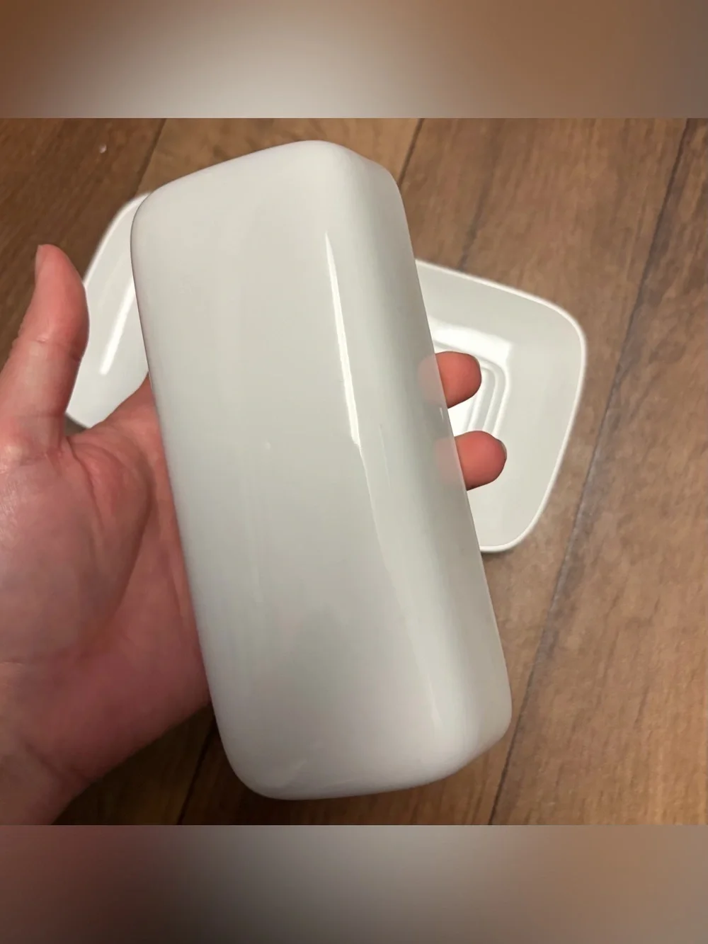 Crate&Barrel White Ceramic Butter Dish